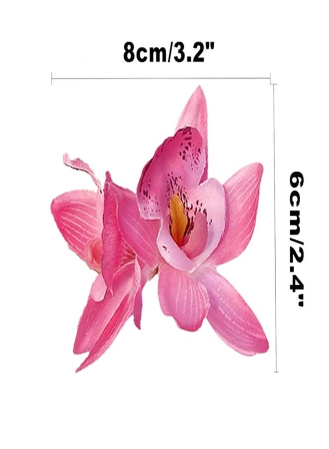 Aacehlh 6 Pcs Hawaiian Flower Hair Clips for Women, Artificial Plumeria Hibiscus Flower Hair Clips Accessories for Vacation, Parties, Beach, and Seaside Events (Orchid) - Image 2